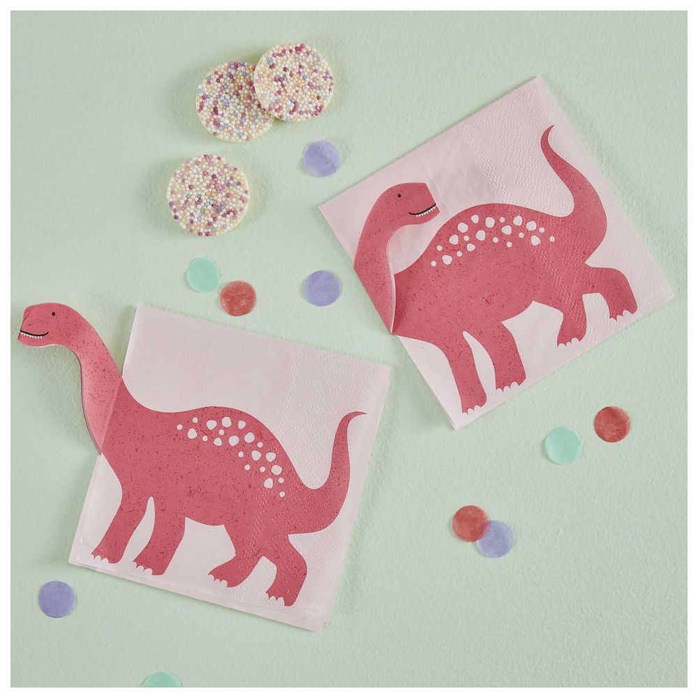 Ginger Ray - Pop Out Dinosaur Napkin - Pink