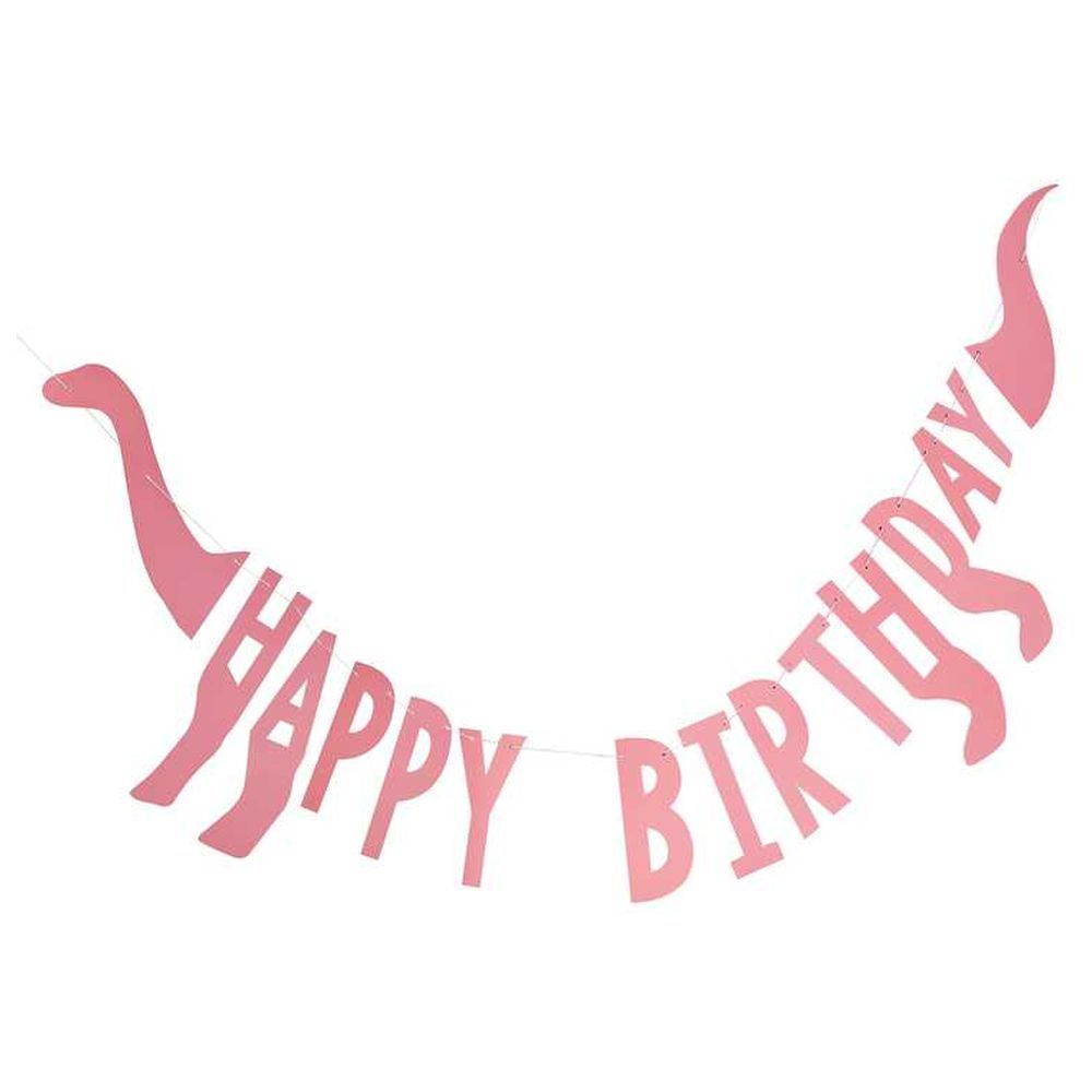 Ginger Ray - Pink Happy Birthday Dinosaur Shaped Bunting