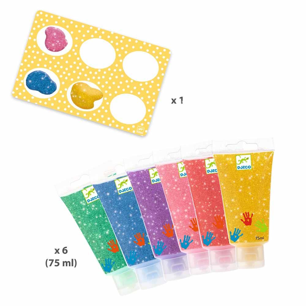 Djeco - Finger Paint Glitters - Pack of 6