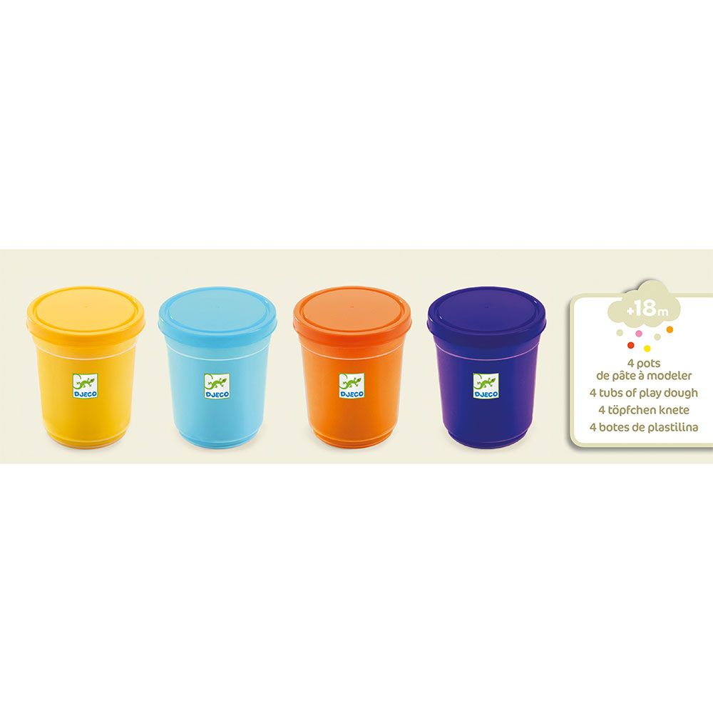 Djeco - 4 Tubs of Play Dough - Nature Colours