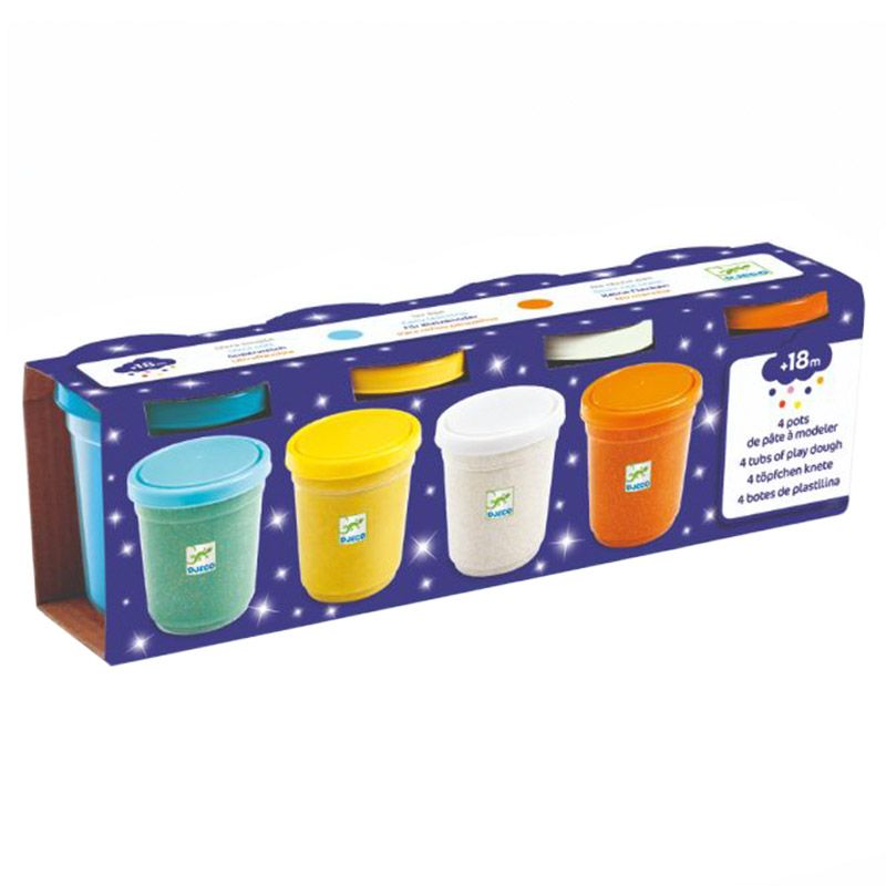 Djeco - 4 Pots Glittery Play Dough