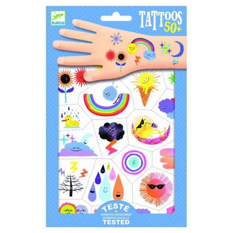 Djeco - Weather Smileys Tattoo - 2pcs