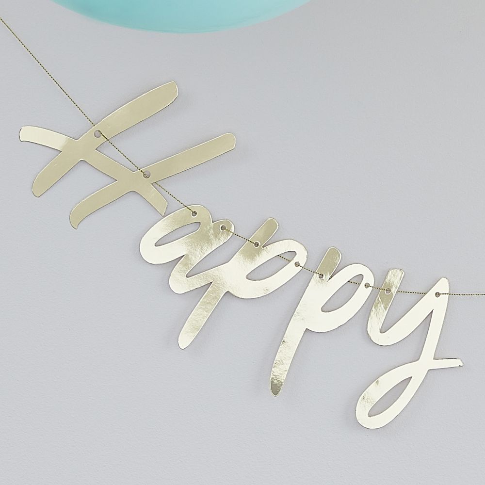 Ginger Ray - Happy Easter Bunting Banner Decoration - Gold