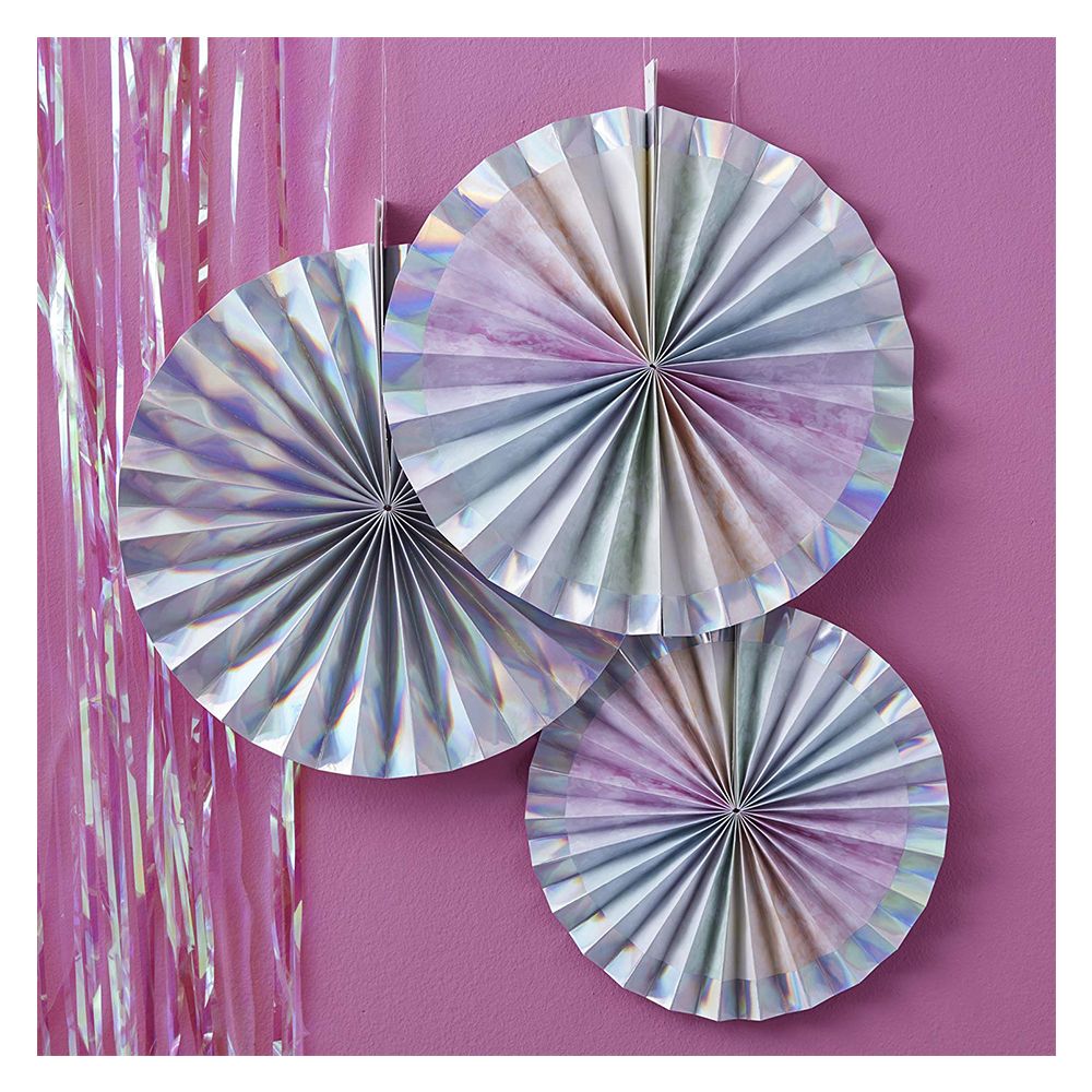 Ginger Ray - Rainbow & Iridescent Fan Decorations