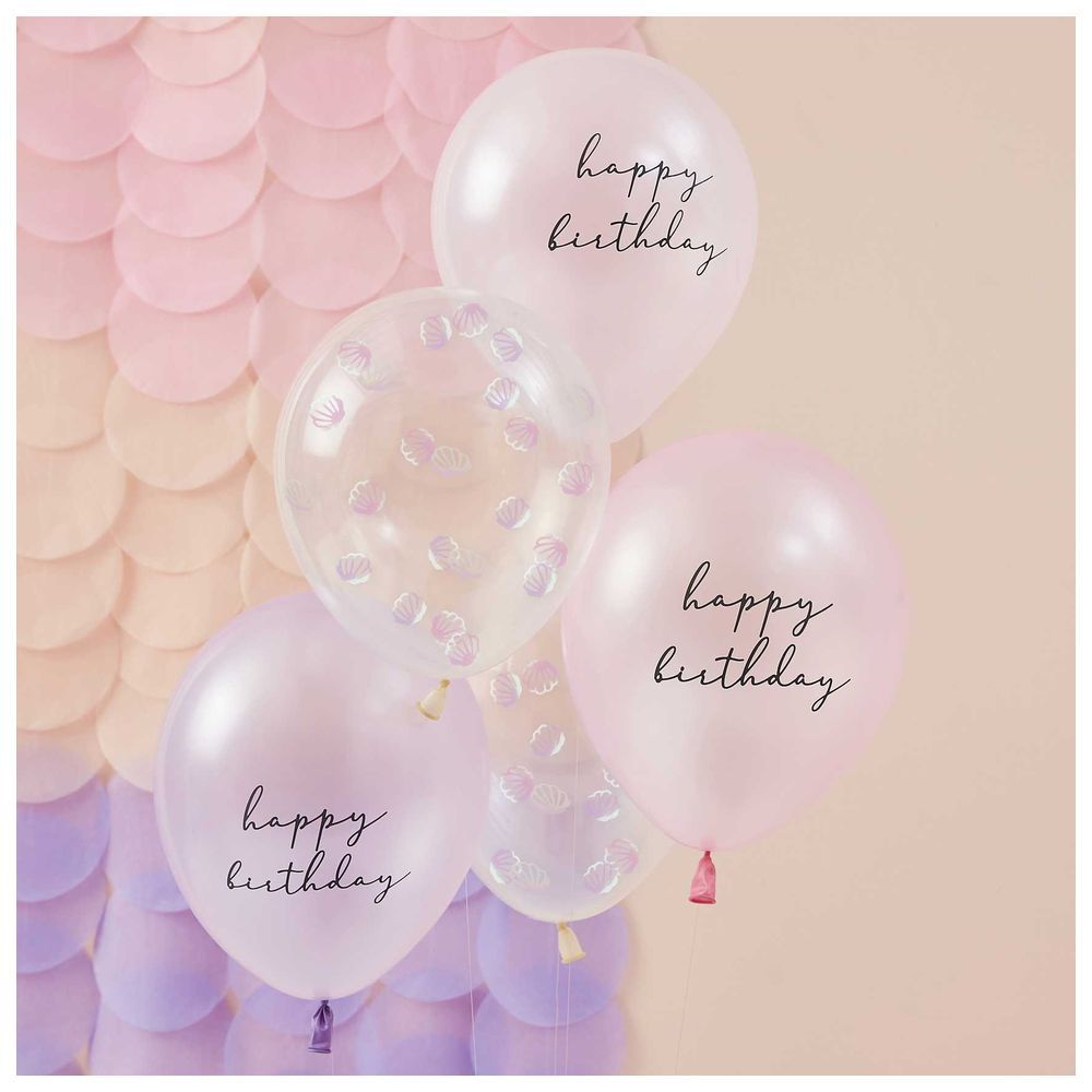 Ginger Ray - Pearlized Pink & Shell Confetti Balloons