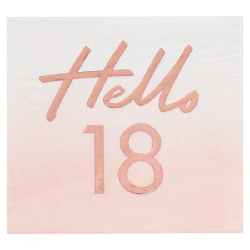 Ginger Ray - Hello 18 Rose Gold Napkin 16pcs