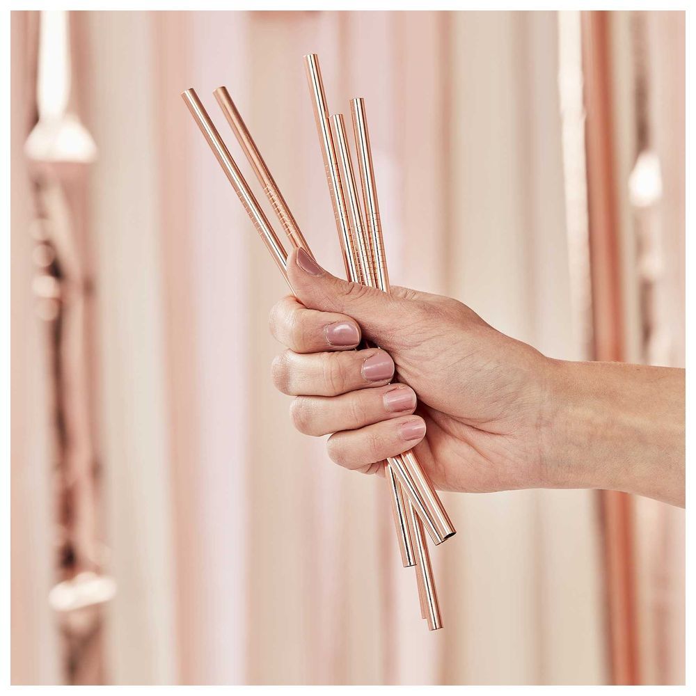 Ginger Ray - Rose Gold Stainless Steel Straws