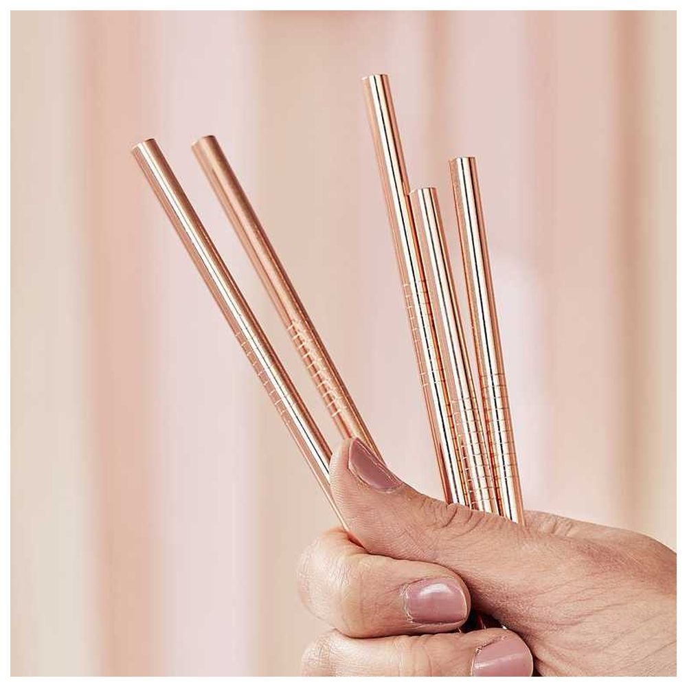 Ginger Ray - Rose Gold Stainless Steel Straws