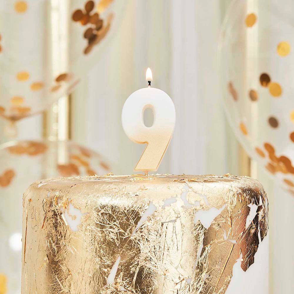 Ginger Ray - Gold Ombre 9 Number Candle