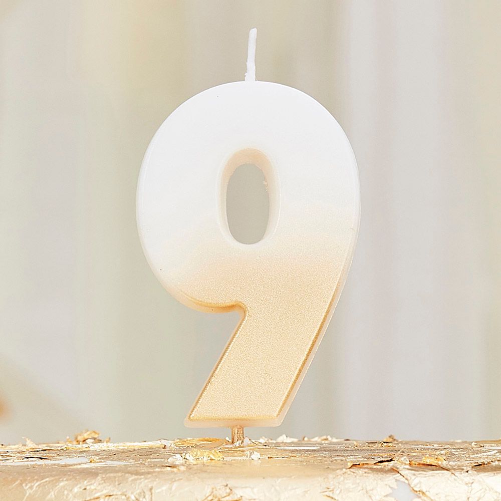 Ginger Ray - Gold Ombre 9 Number Candle