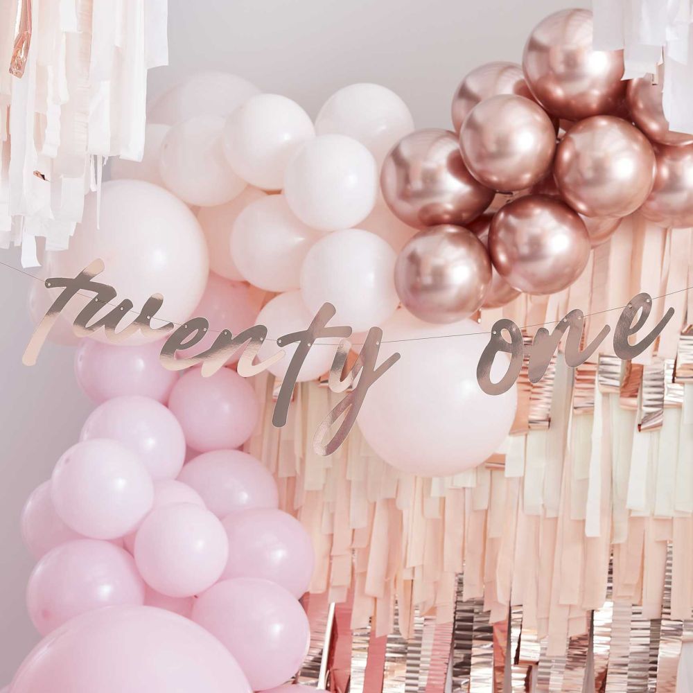 Ginger Ray - 21st Happy Birthday Banner Bunting - Rose Gold 