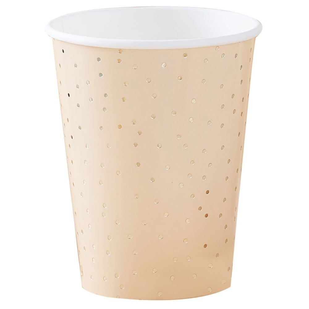 Ginger Ray - Polka Dot Paper Cups - Peach/Gold 