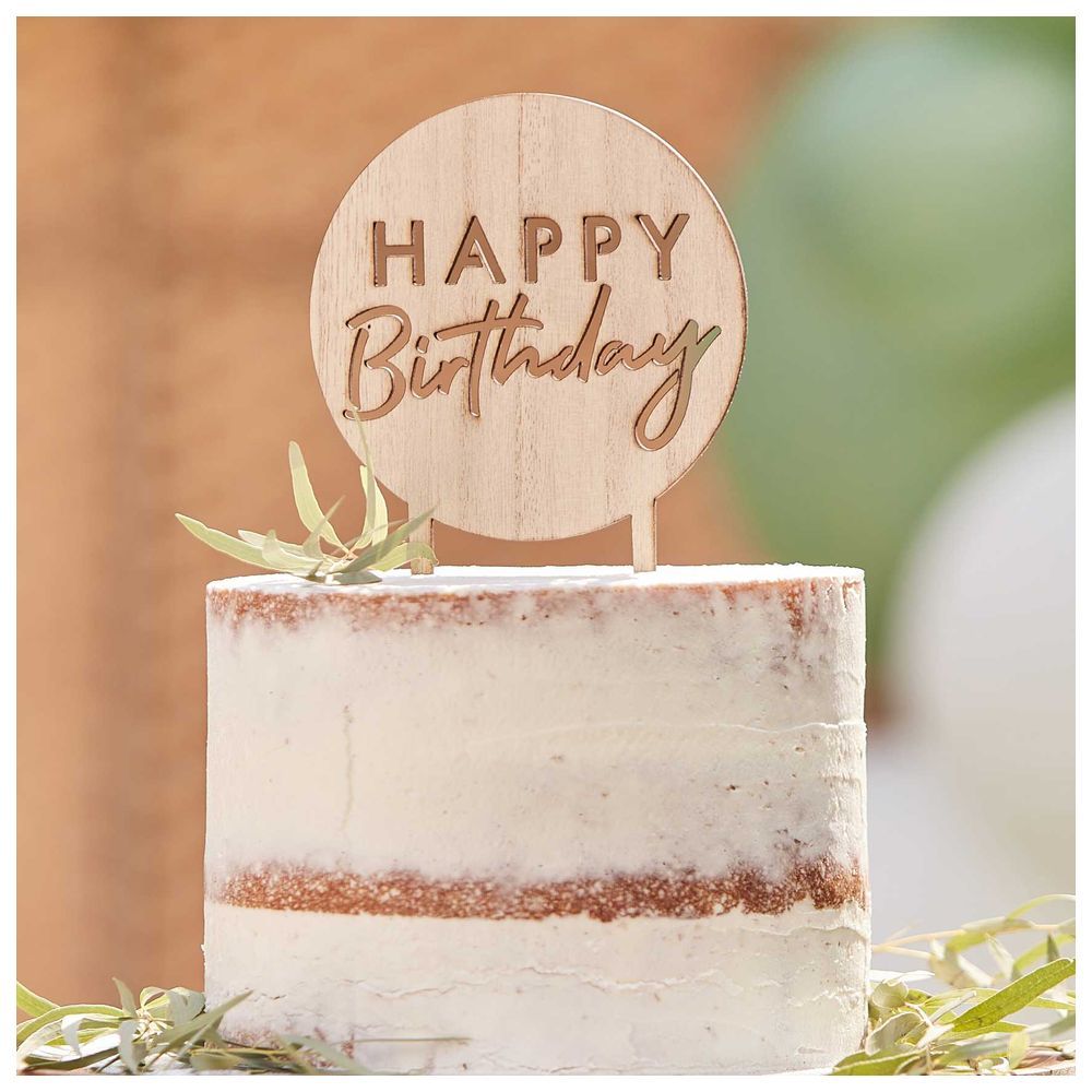 Ginger Ray - Wooden Happy Birthday Cake Topper