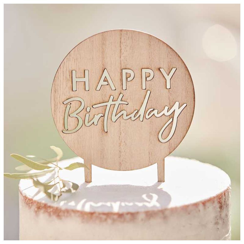 Ginger Ray - Wooden Happy Birthday Cake Topper