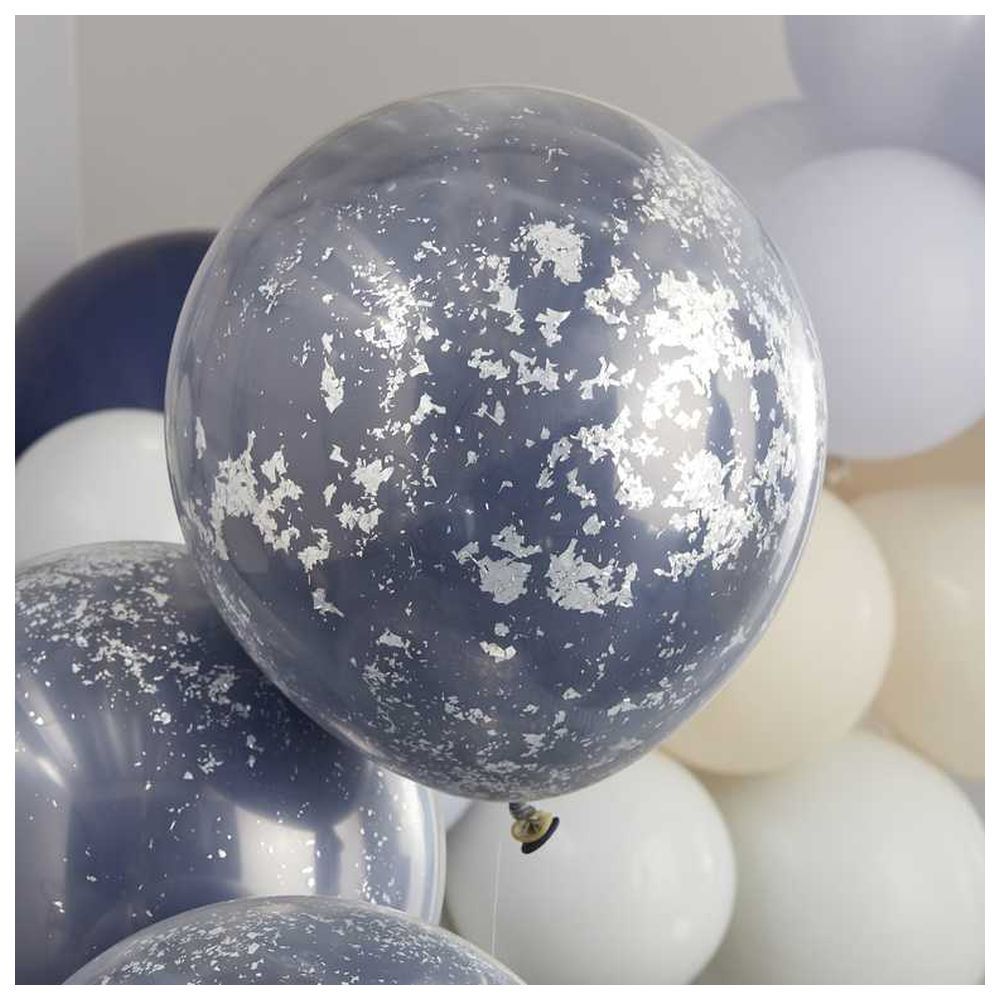 Ginger Ray - Double Layered Navy & Silver Confetti Balloons