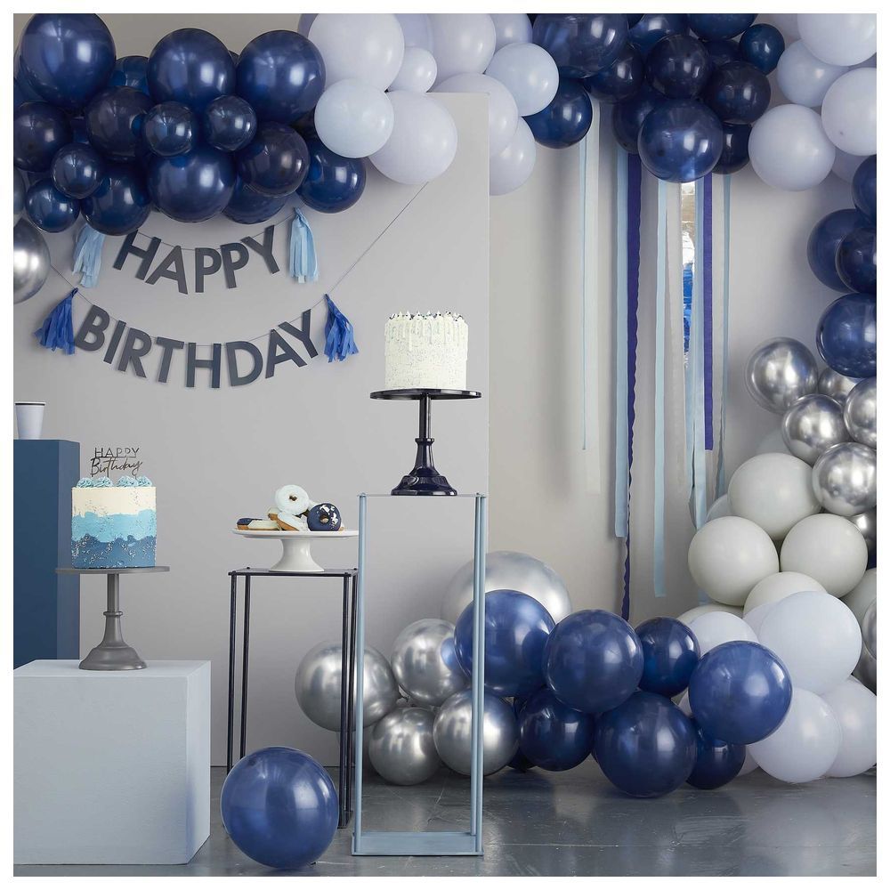 Ginger Ray - Double Layered Navy & Silver Confetti Balloons