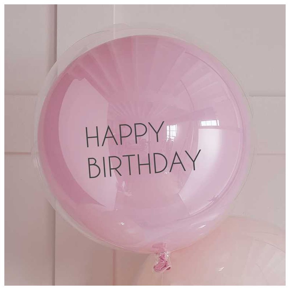 Ginger Ray - Pink Double Layered Happy Birthday Balloons