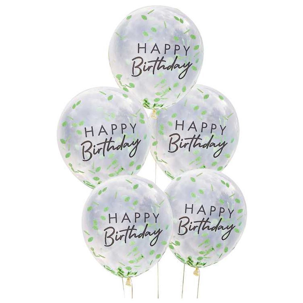 Ginger Ray - Happy Birthday Leaf Confetti Balloons