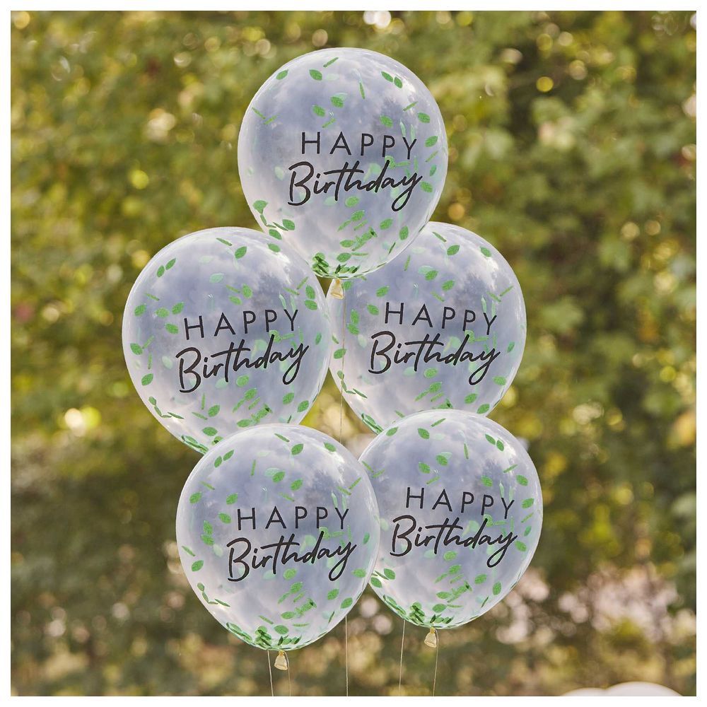 Ginger Ray - Happy Birthday Leaf Confetti Balloons