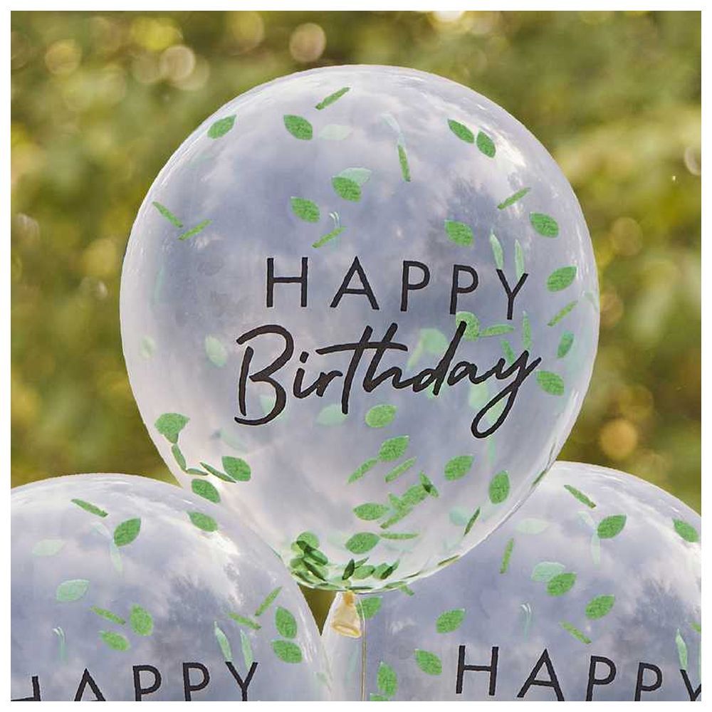 Ginger Ray - Happy Birthday Leaf Confetti Balloons