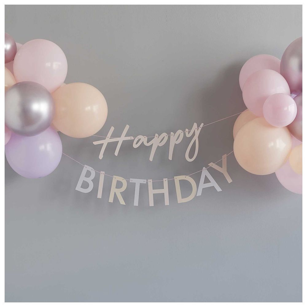 Ginger Ray - Pastel Pink Happy Birthday Bunting w/ Balloons