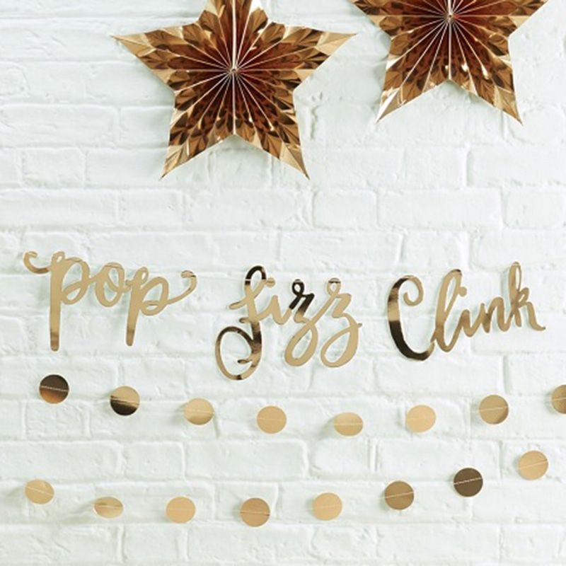 Ginger Ray - Pop Clink Fizz Bunting - Gold