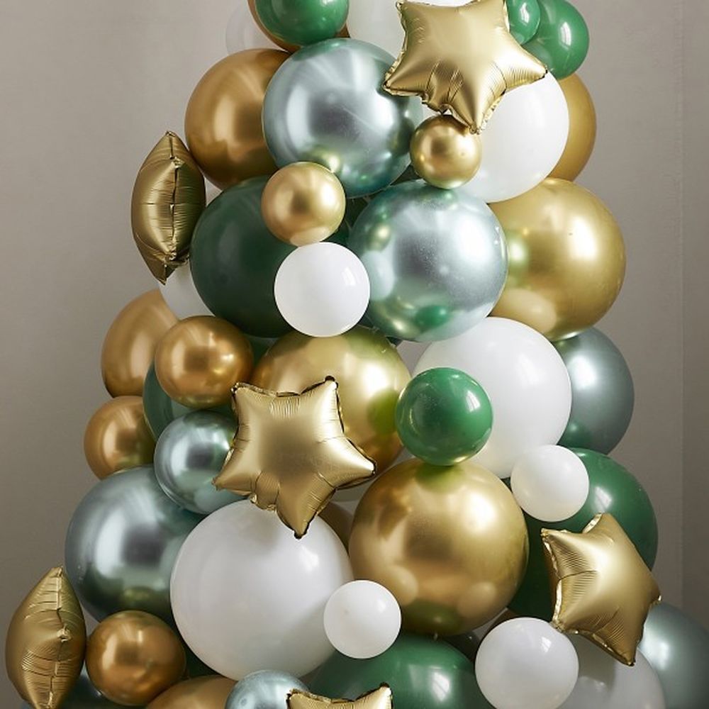 Ginger Ray - Green and Gold Balloon Tree 117pcs