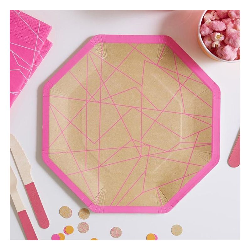 Ginger Ray - Neon Kraft & Plate - Pink