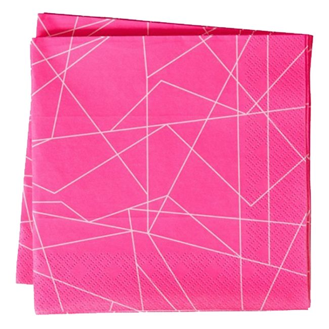 Ginger Ray - Neon Birthday Geometric Napkins 20pcs - Pink