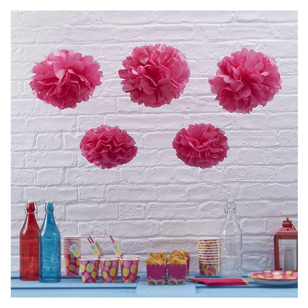 Ginger Ray - Summer Fruits Pom Poms Tissue Paper - Pink