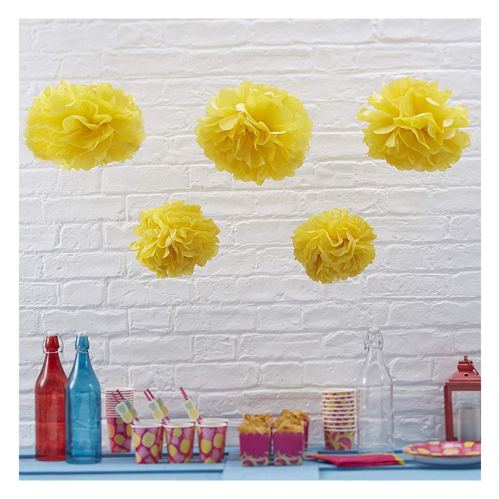 Ginger Ray - Summer Fruits Pom Poms Tissue Paper - Yellow