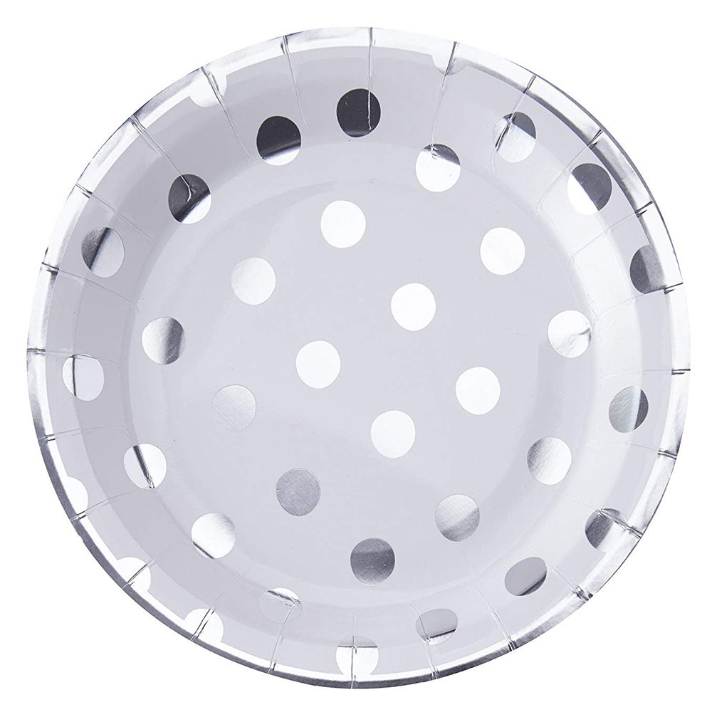 Ginger Ray - Foiled Dotty Plates - Silver