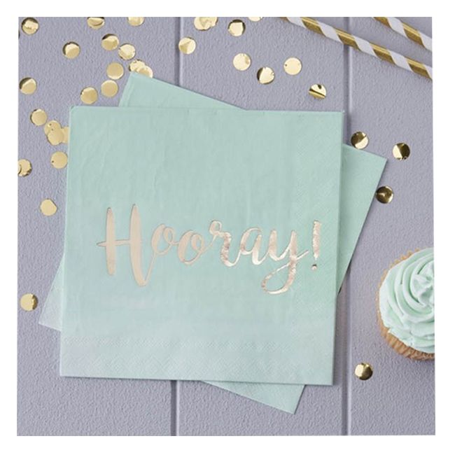 Ginger Ray - Hooray Ombre Napkins Pack of 20 - Mint Green