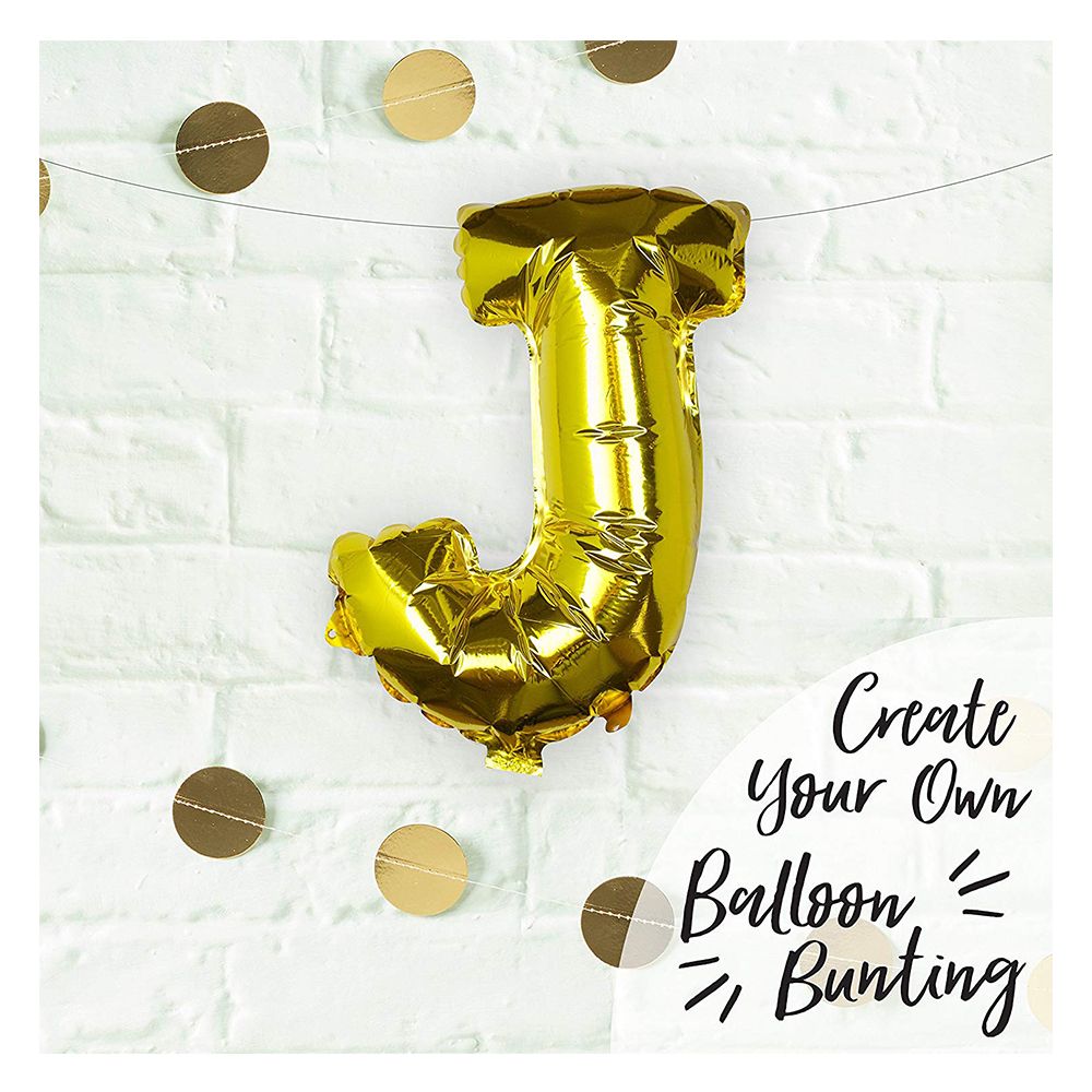 Ginger Ray - Gold Foil Letter J Balloon Pick & Mix