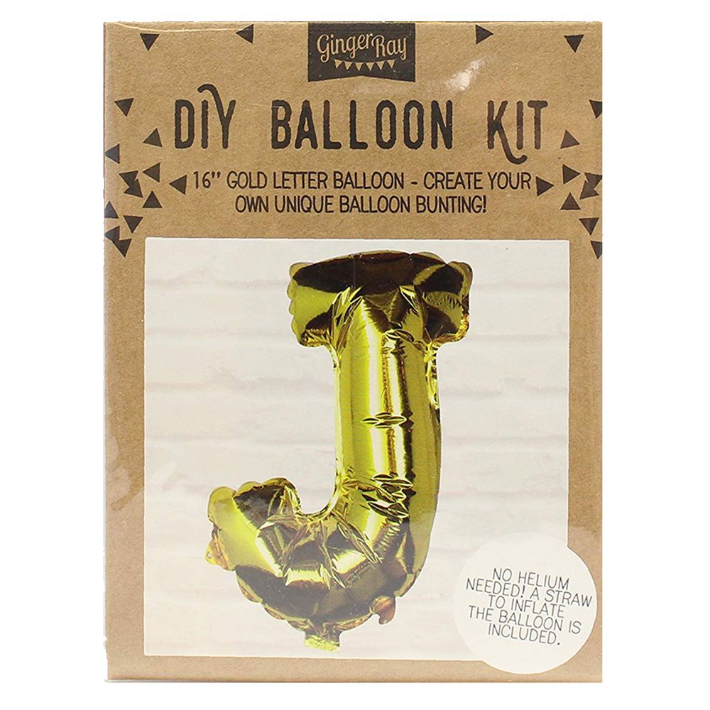 Ginger Ray - Gold Foil Letter J Balloon Pick & Mix