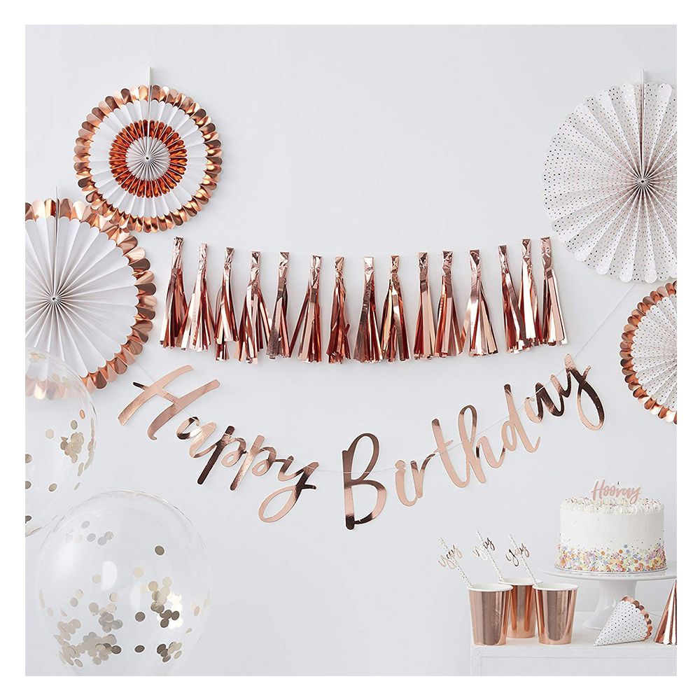 Ginger Ray - Happy Birthday Party Bunting - Rose Gold