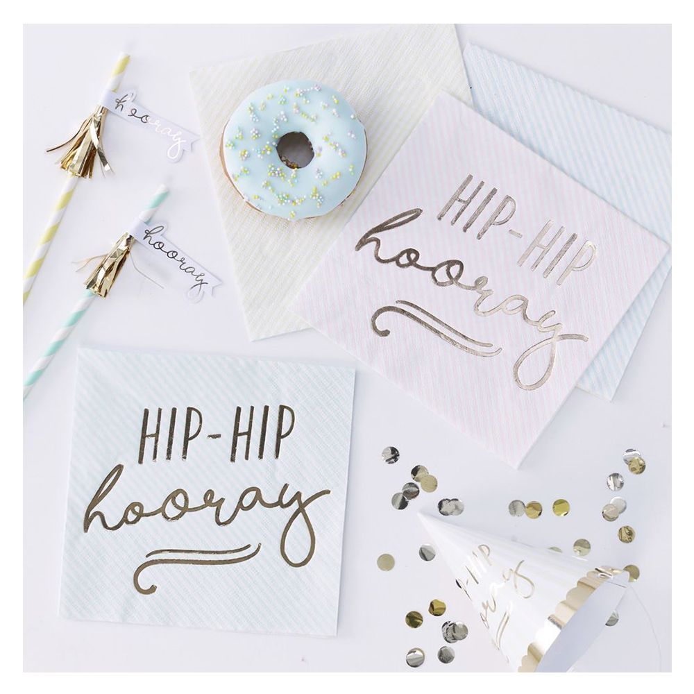 Ginger Ray - Gold Foiled Pastel Paper Napkins Pick & Mix