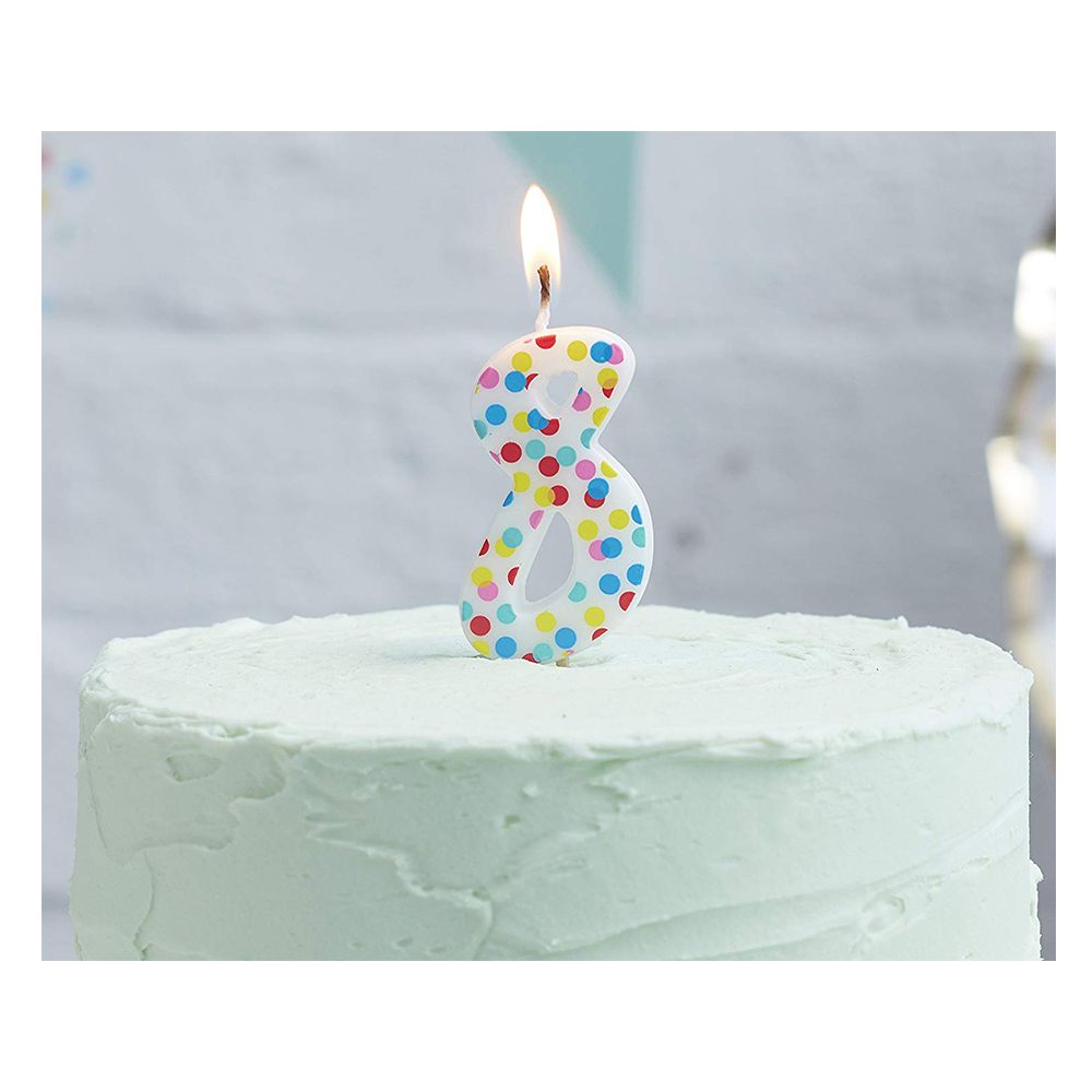 Ginger Ray - Pick & Mix Polka Dot Spotty Candle Number 8