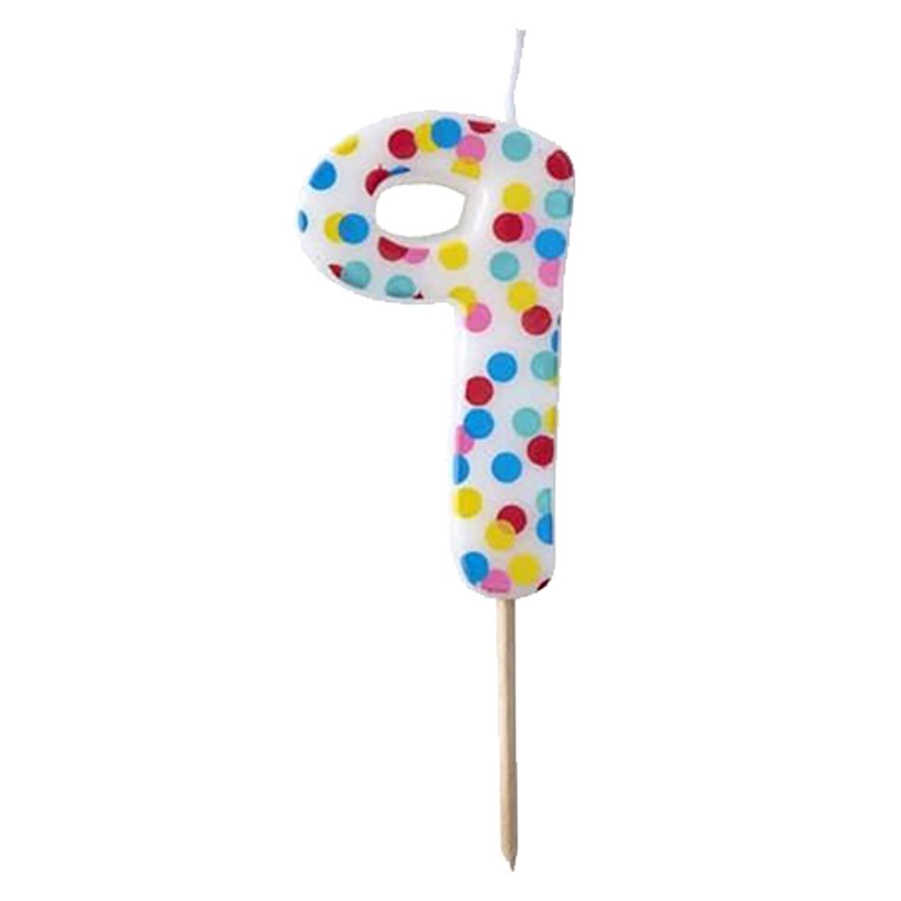 Ginger Ray - Pick & Mix Polka Dot Spotty Candle Number 9