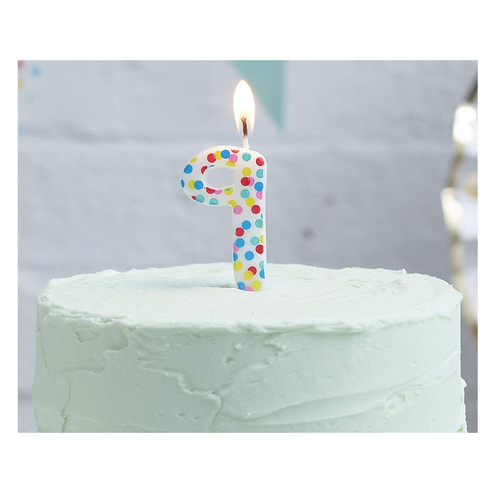 Ginger Ray - Pick & Mix Polka Dot Spotty Candle Number 9