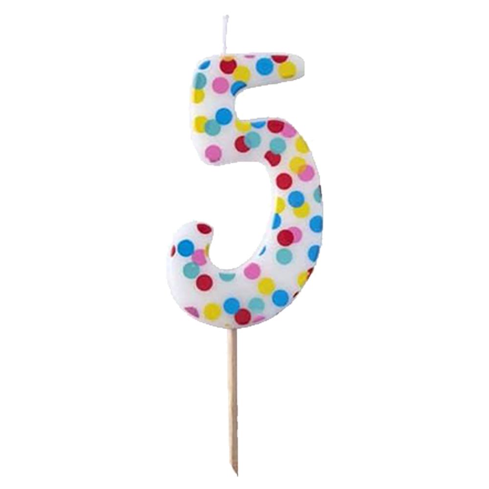 Ginger Ray - Pick & Mix Polka Dot Spotty Candle Number 5