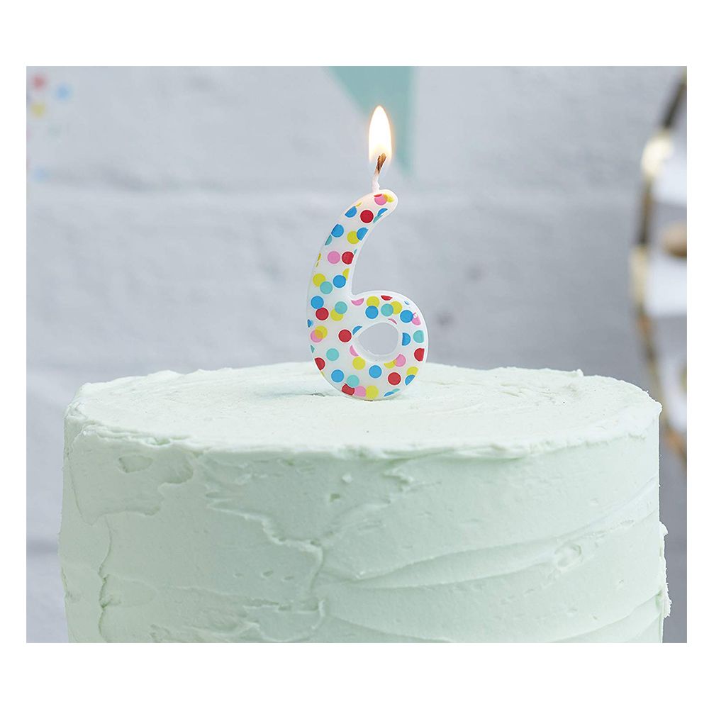 Ginger Ray - Pick & Mix Polka Dot Spotty Candle Number 6