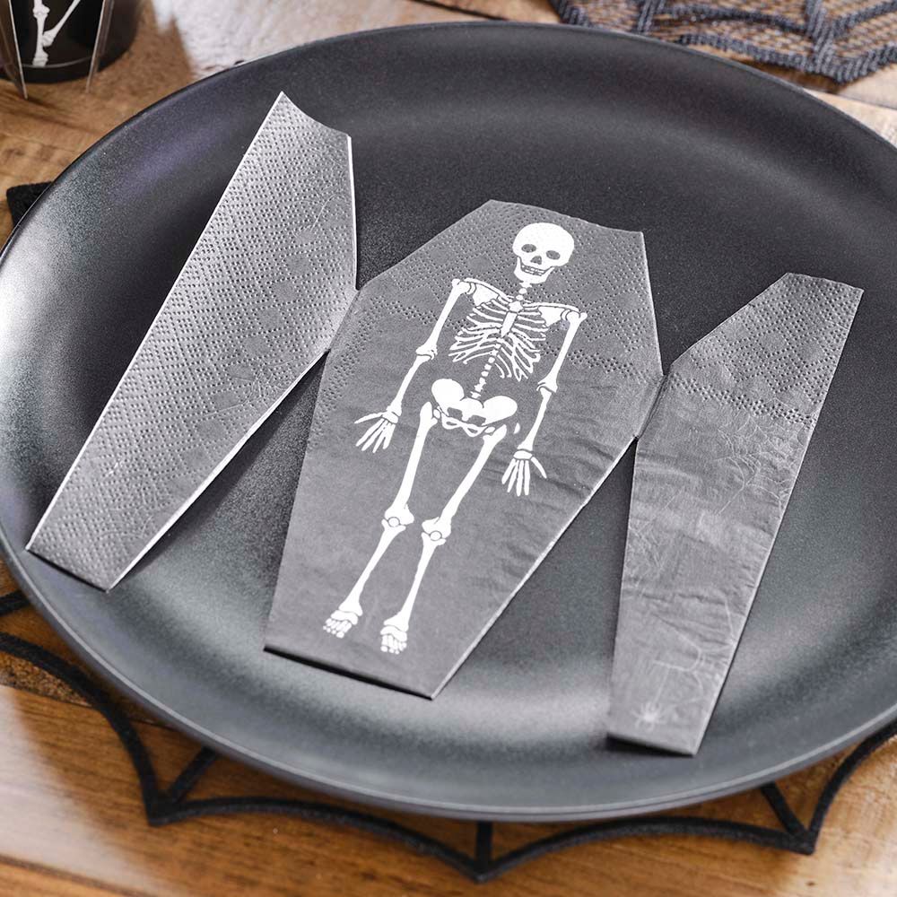 Ginger Ray - Fold Out Skeleton Coffin Napkin - 16pcs