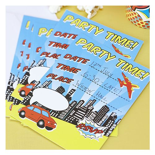 Ginger Ray - Pop Art Superhero Party Invites