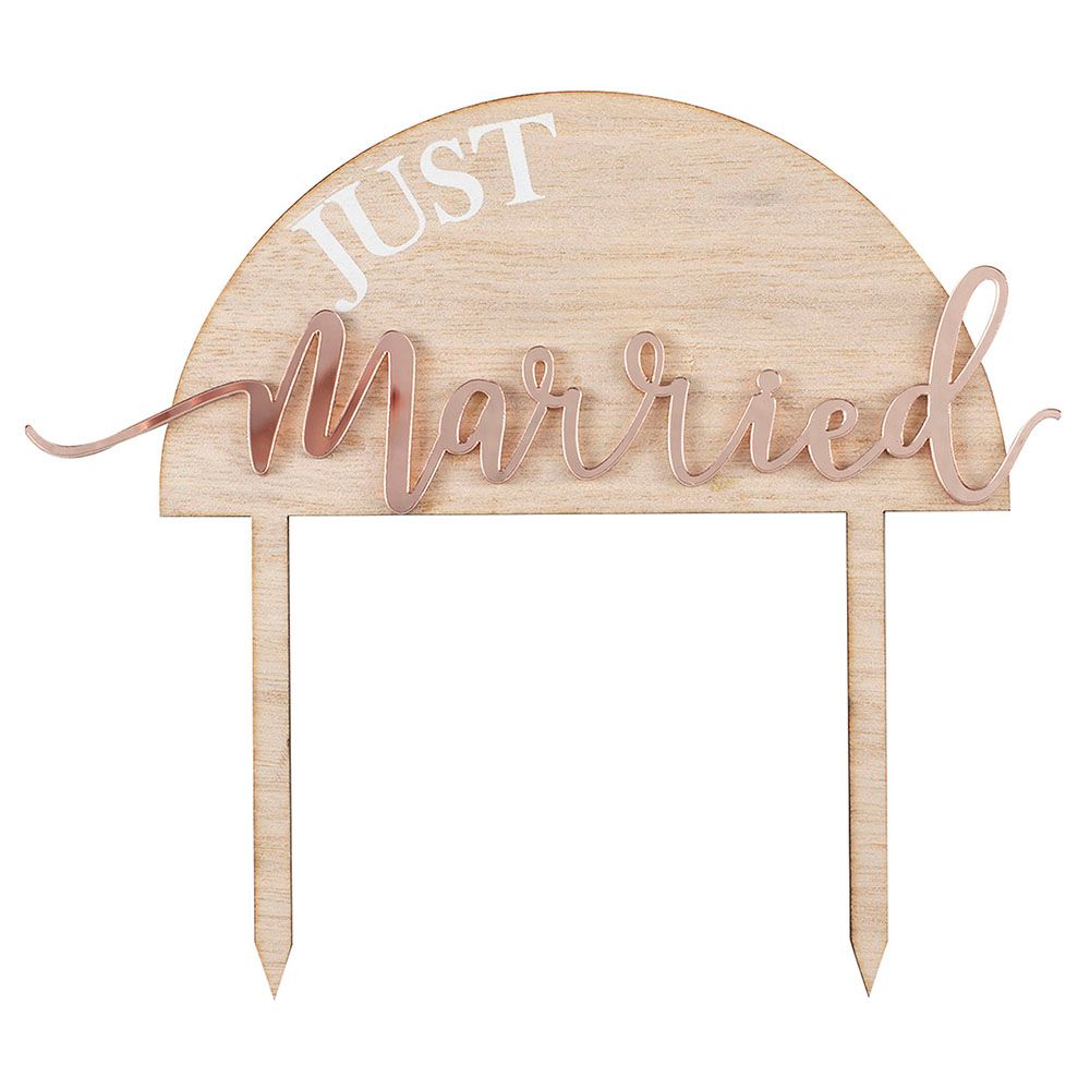 Ginger Ray - Just Married Wooden Wedding Cake Topper