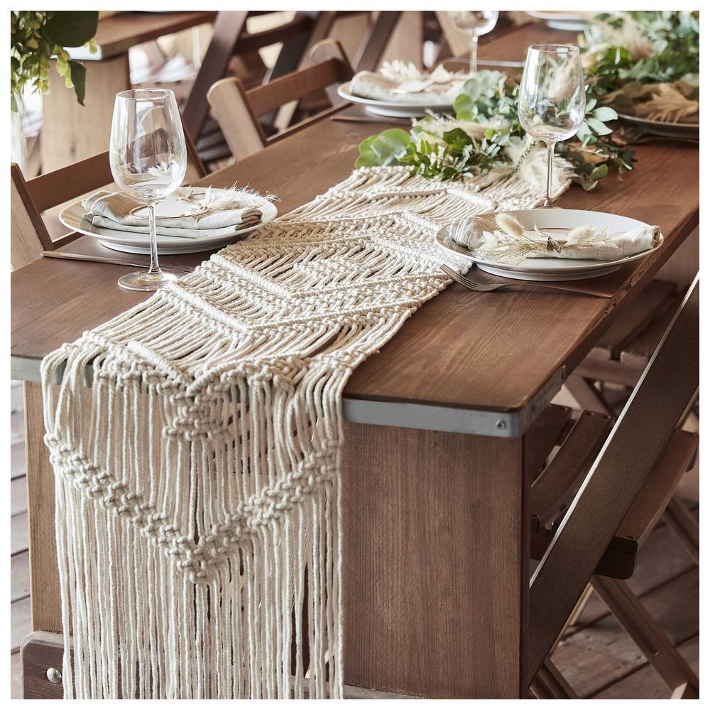 Ginger Ray - Macrame Table Runner - White