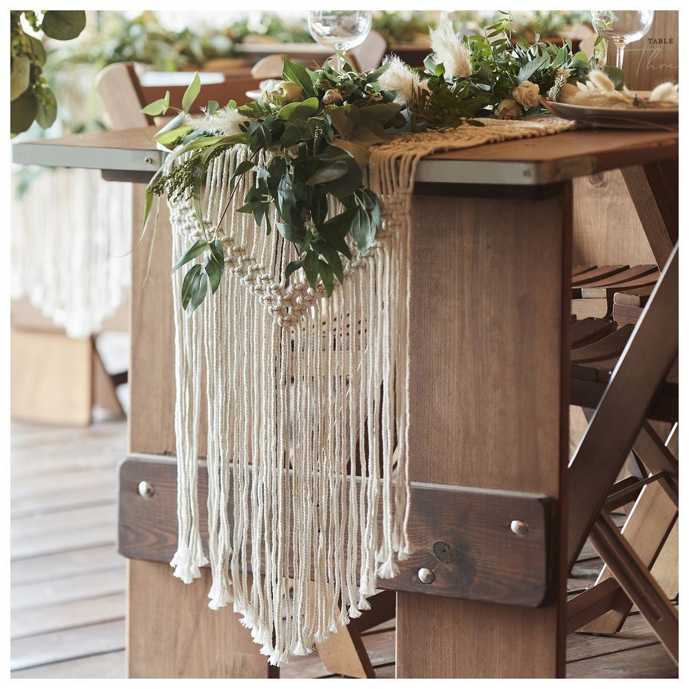 Ginger Ray - Macrame Table Runner - White