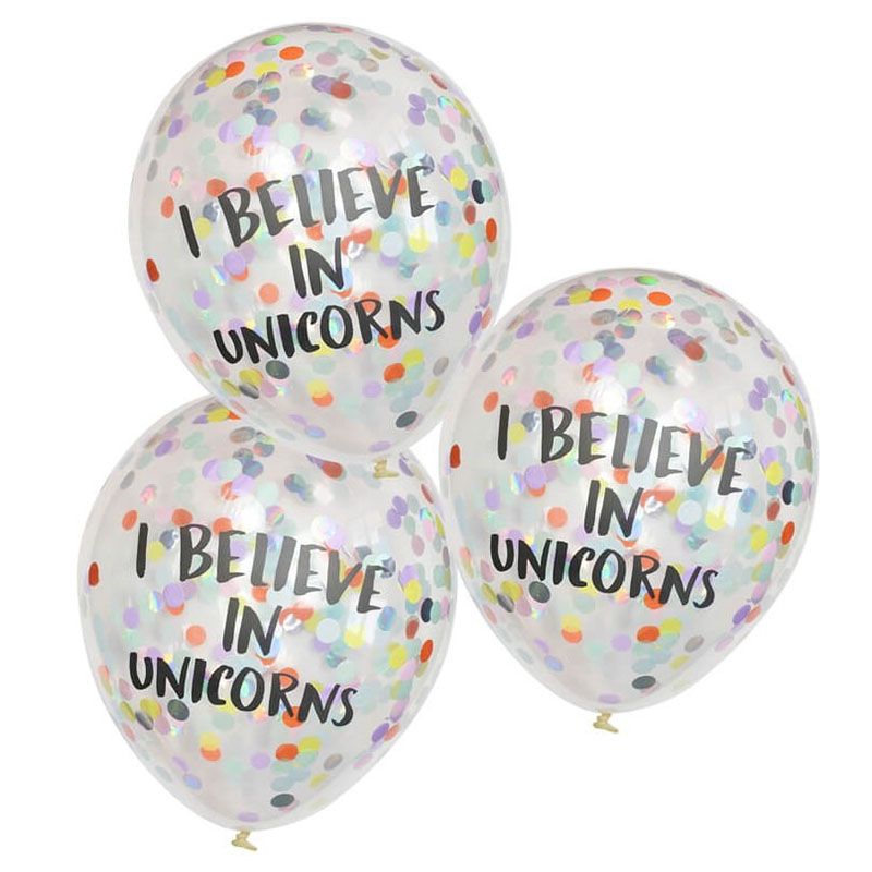 Ginger Ray I Believe In Unicorns Confetti Balloons White