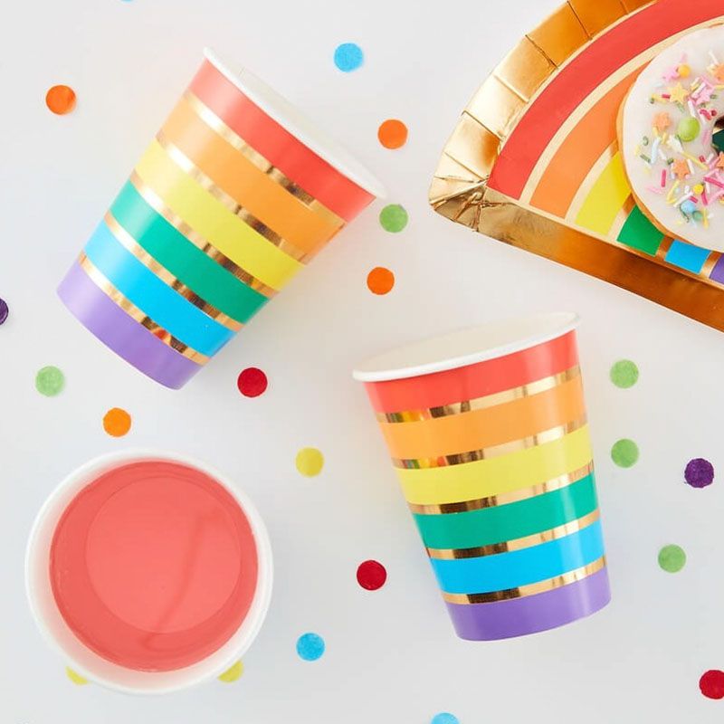 Ginger Ray Rainbow & Gold Foiled Cups