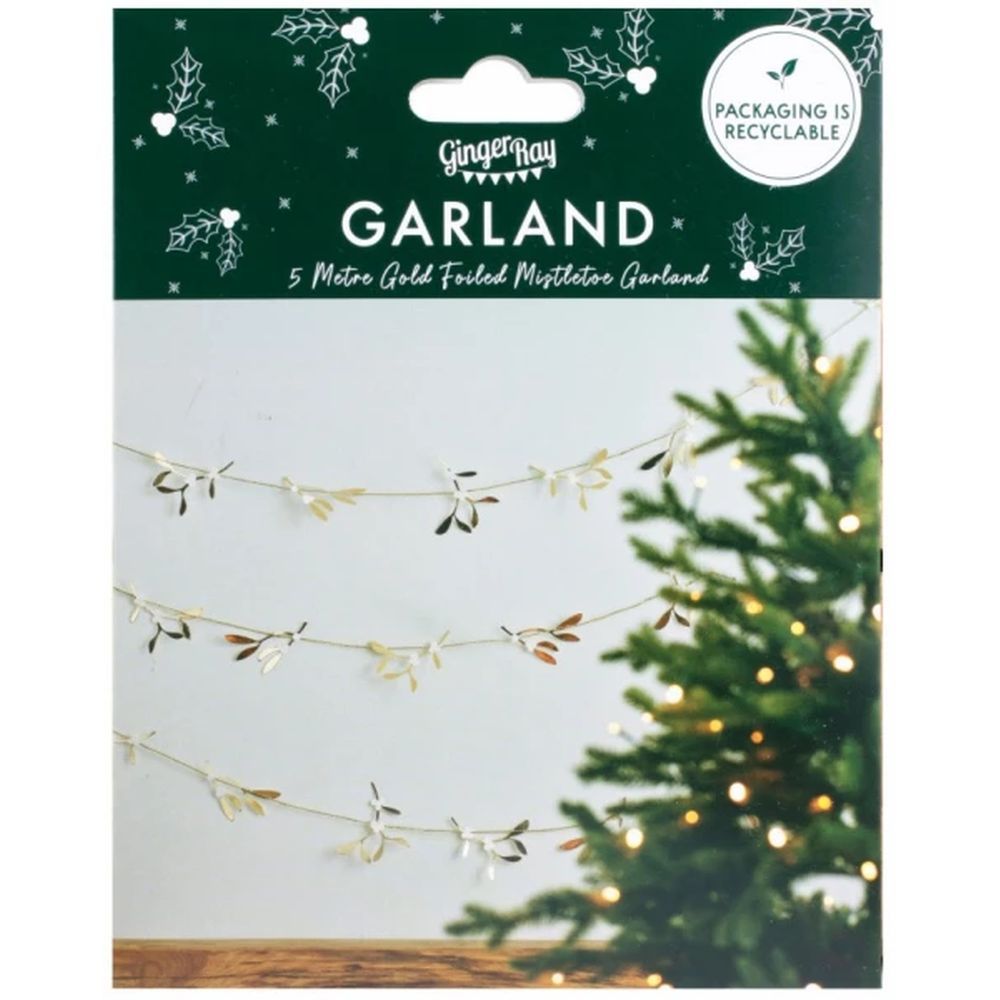 Ginger Ray - Foiled Mistletoe Garland - Gold